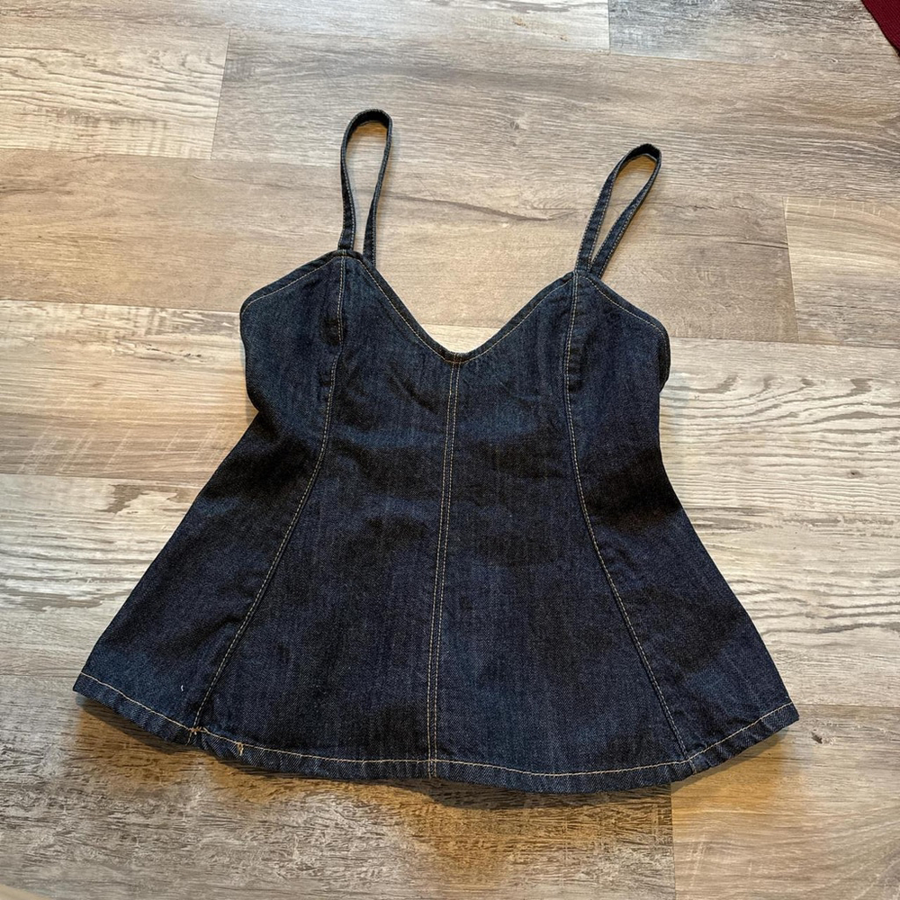 ZARA DENIM GODET TOP - BRAND NEW WITH TAG - SIZE XS